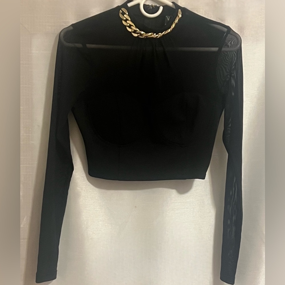 Windsor Elegant Black Top with Gold Accents